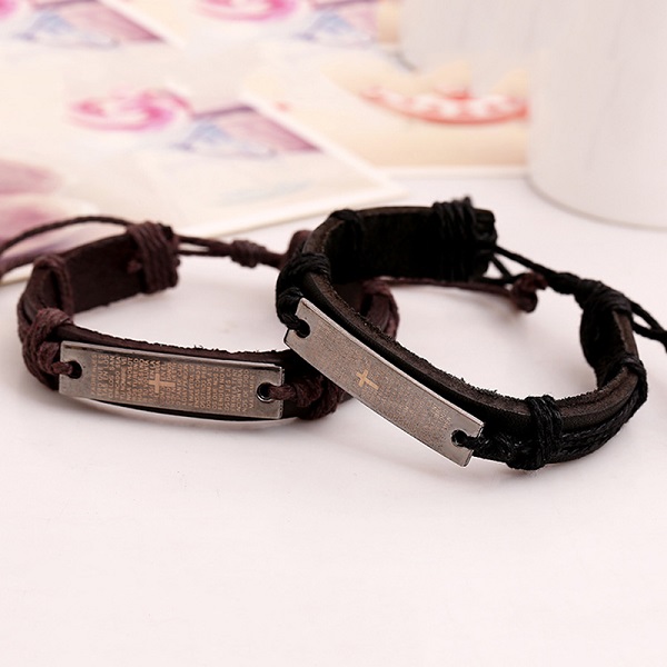 pulseras cristianas de cuero